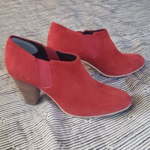 Red suede booties